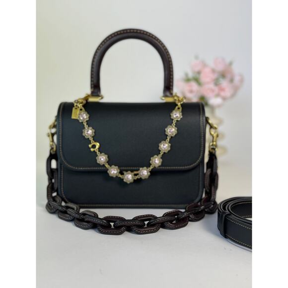 Coach Rogue Top Handle Bag Black/Oxblood With Charm - Picture 1 of 13